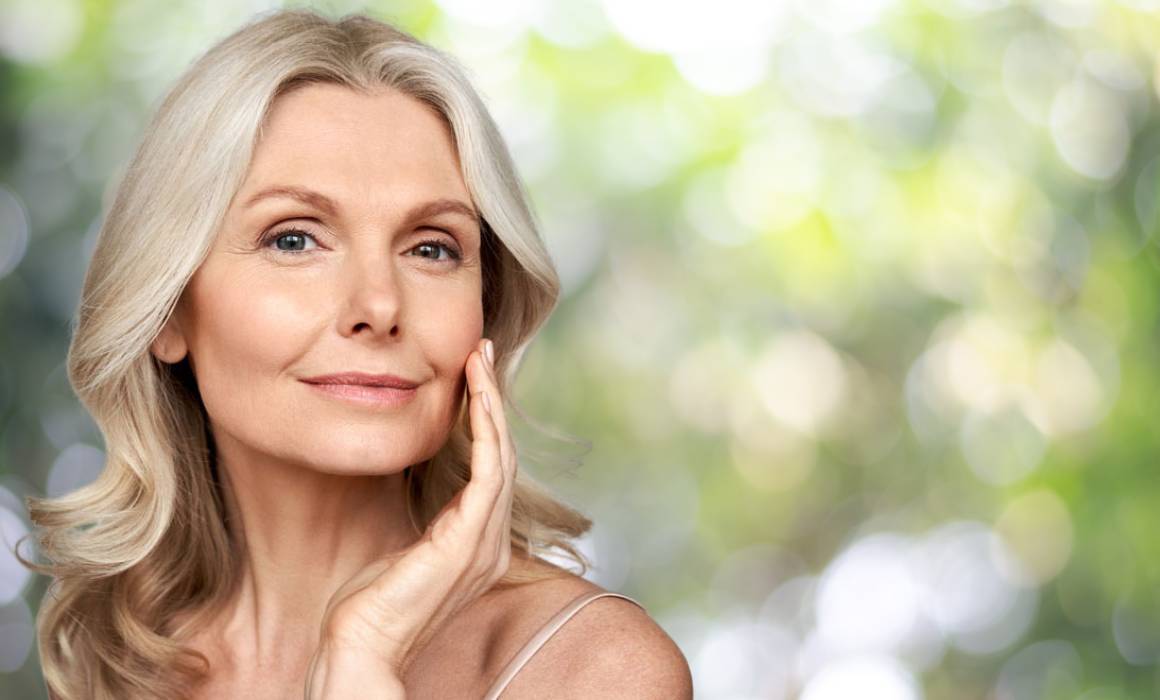Mature woman with beautiful skin looking youthful and radiant